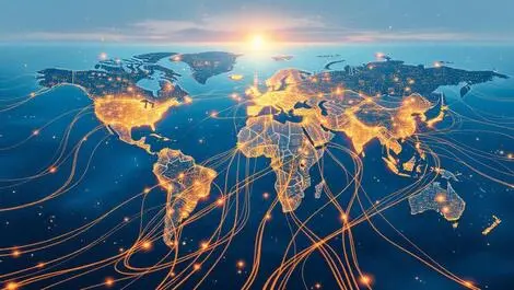 Illustration undersea cables global network infrastructure data centers