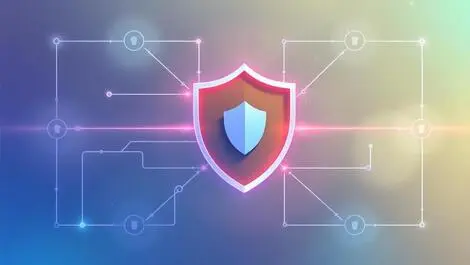 Simple shield network nodes secure connections graphic illustration