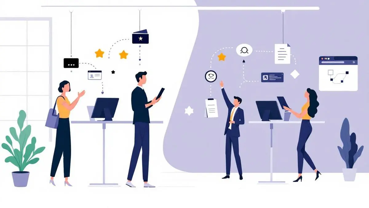 Seamless transition office workers modern workplace team welcome leave