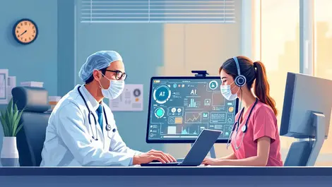 Doctor nurse consulting ai interface modern healthcare computer