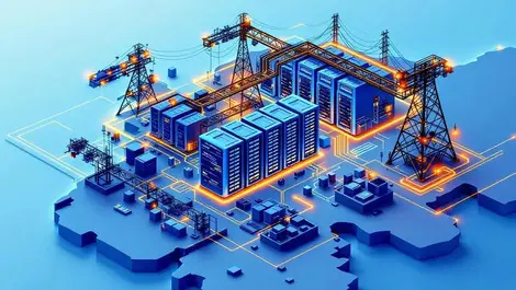 Modern data center servers cooling power infrastructure emea map outline