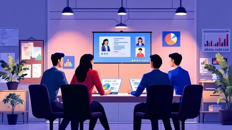 Professional sales team practicing call with virtual customer office