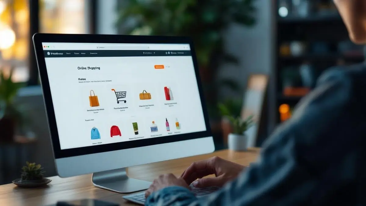 Realistic photo computer screen online shopping website laptop browsing home