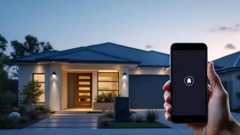Evening australian suburban home security cameras smartphone alert