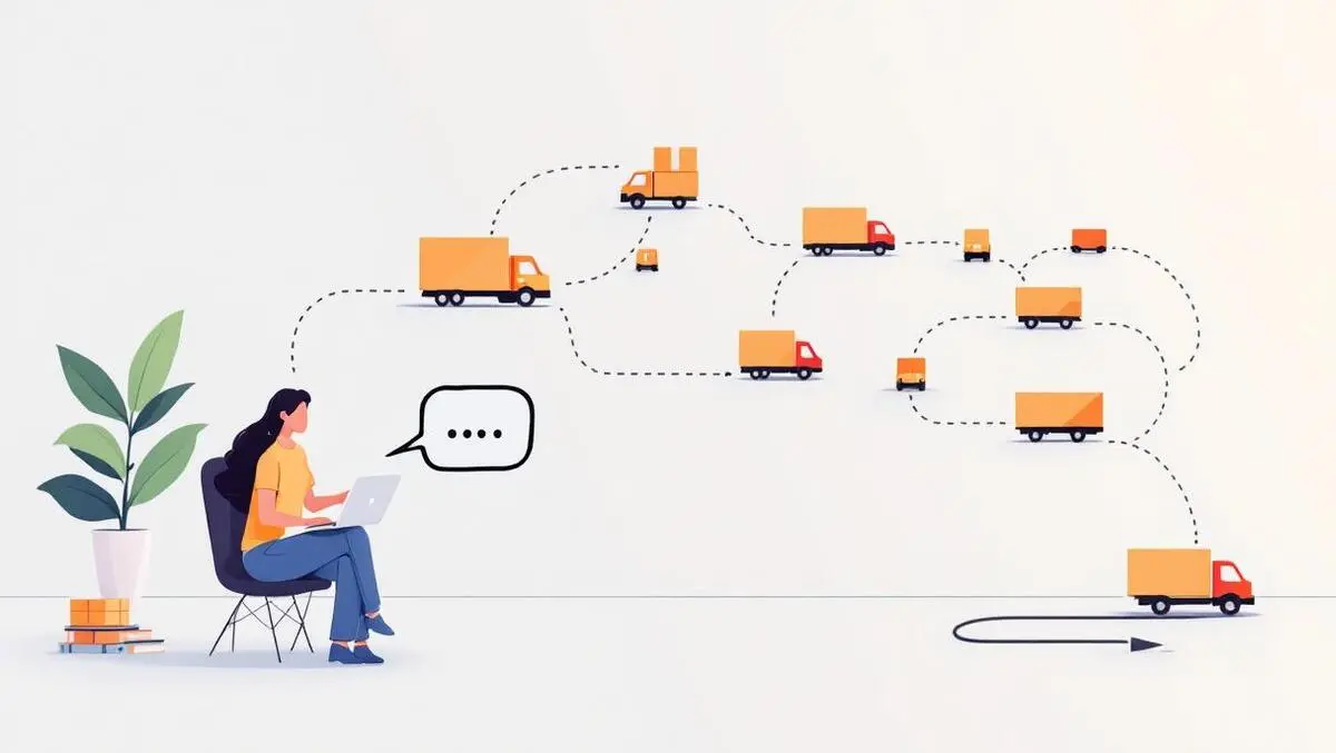 Small seller talking to laptop automated ecommerce shipping flow