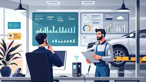 Auto service office ai dashboard mechanic calls realtime metrics