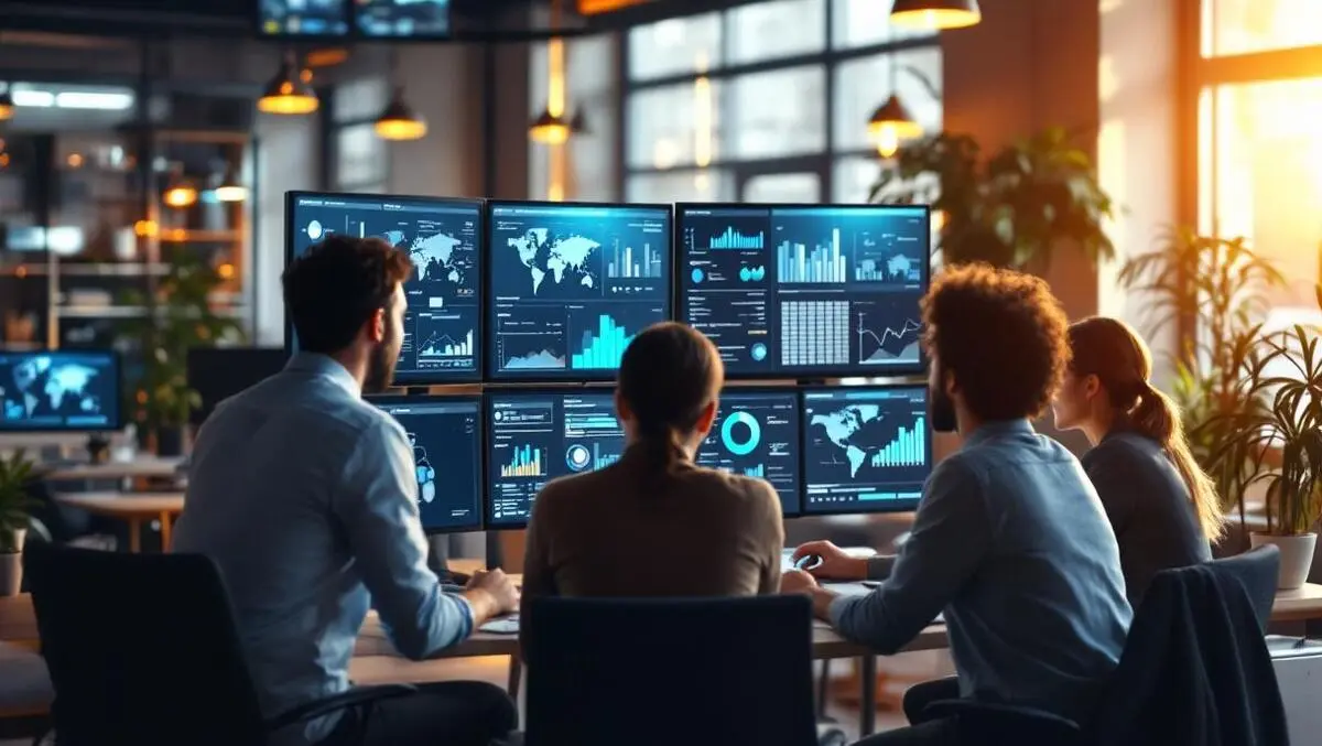 Uk office finance supply chain team ai dashboards automation scene