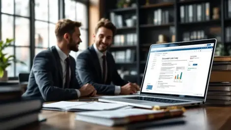 Modern us law firm conference attorneys laptop streamlined workflows